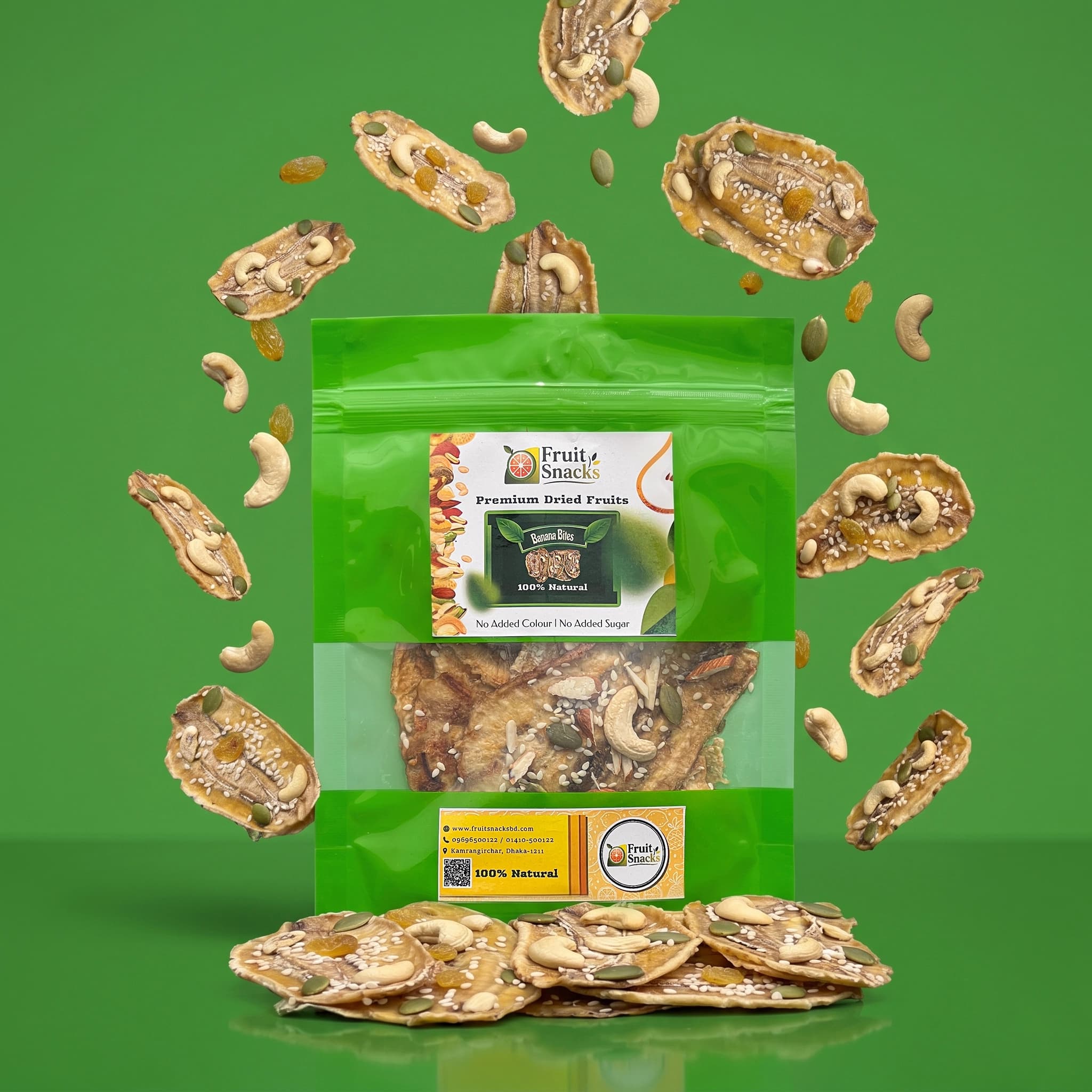 Premium Natural Banana Bites with Mixed Nuts & Seeds